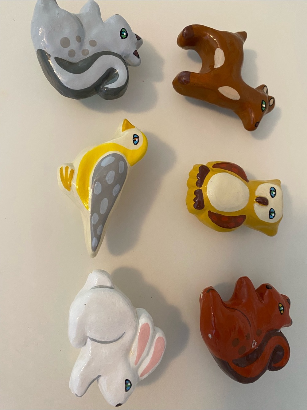 Hand-Painted Ceramic Animal Dresser Drawer Pulls- Set of 6